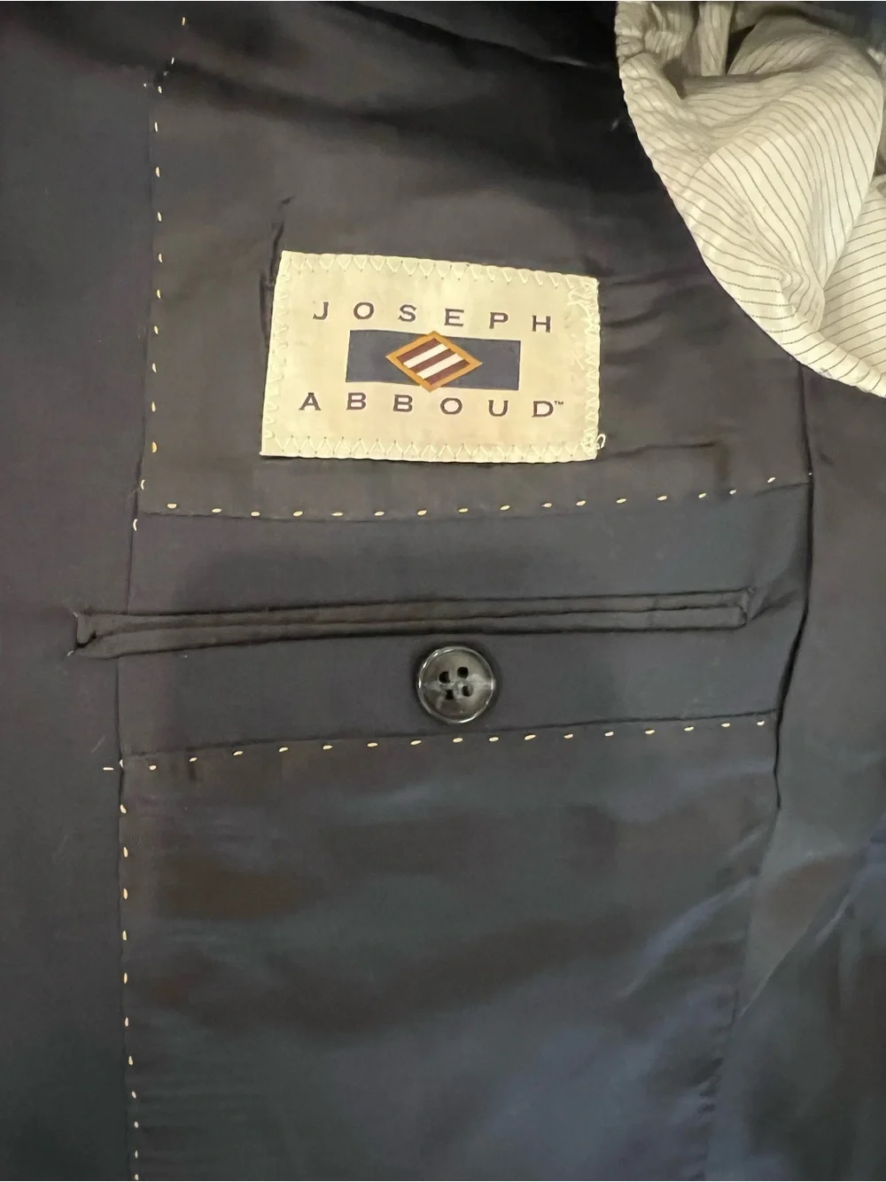 Joseph Abboud Men’s 38R Navy Wool Blazer Super 120’s Made in USA